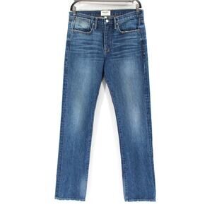 Frame Denim High Rise Straight Leg Relaxed Jeans 27 Long Full Medium Wash Baggy